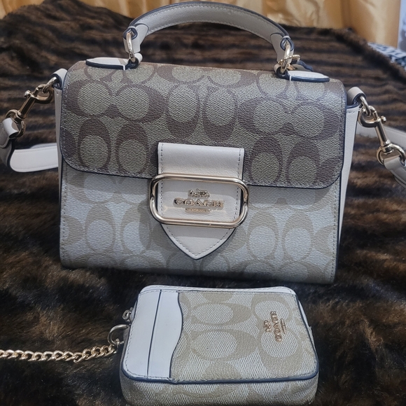 Coach Handbags - Coach Gray and White Signature Handbag Set